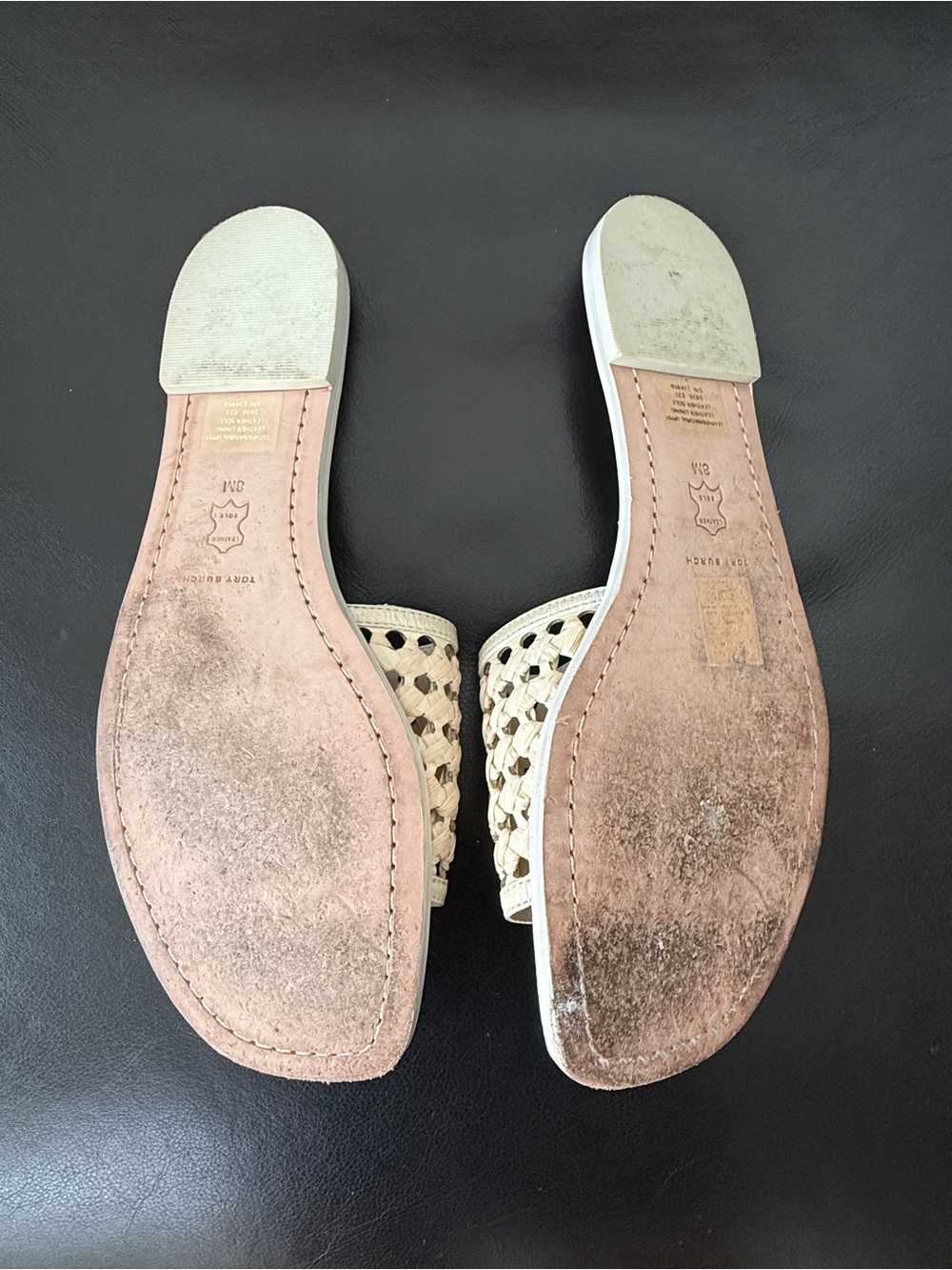 Tory Burch Raffia Cream Woven Slide Sandals Size 8 - Picture 4 of 4